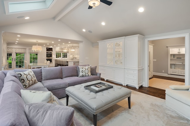 133 Buttery Rd, New Canaan, CT 06840 - living room featuring light wood finished floors, a ceiling fan, and recessed lighting