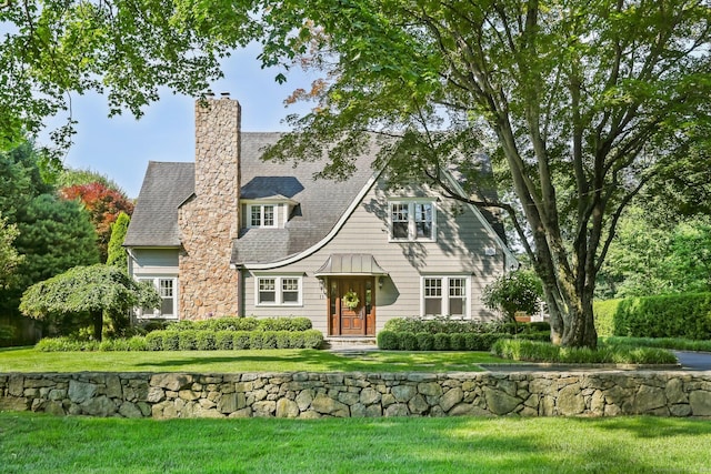 11 Old Hill Rd, Westport, CT 06880 - shingle-style home featuring a front lawn and a chimney