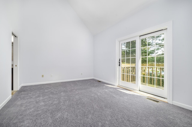 668 Glenbrook Rd Unit 9, Stamford, CT 06906 - empty room with carpet floors, baseboards, and high vaulted ceiling
