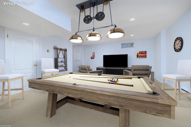 668 Glenbrook Rd Unit 9, Stamford, CT 06906 - playroom with light carpet, pool table, and recessed lighting