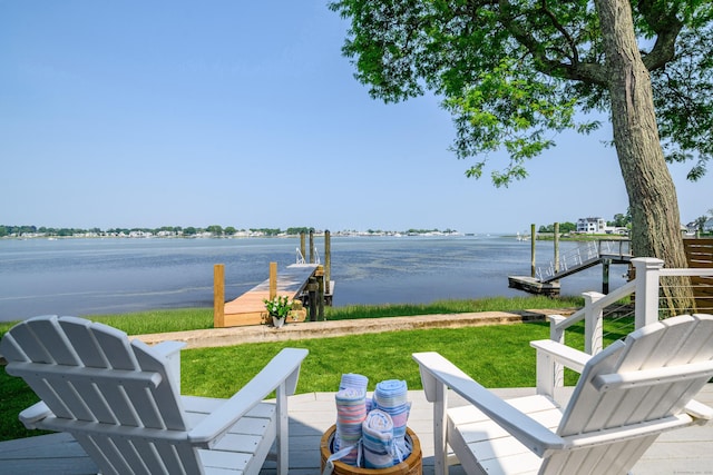13 Seabreeze Pl, Norwalk, CT 06854 - view of grassy yard with a water view and a dock
