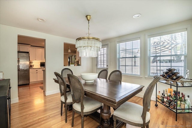 60 Davenport Rd, West Hartford, CT 06110 - dining area featuring a chandelier, light wood-type flooring, and recessed lighting