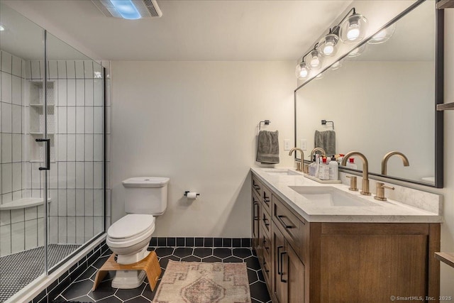 60 Davenport Rd, West Hartford, CT 06110 - bathroom with double vanity, tile patterned flooring, and a tile shower
