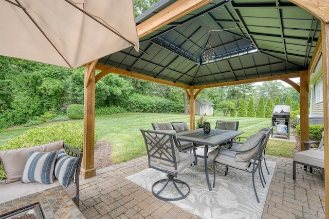 425 Pattonwood Dr, Southington, CT 06489 - view of patio / terrace featuring outdoor dining area, grilling area, and a storage unit