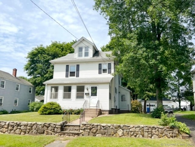 46 Glenwood St, Manchester, CT 06040 - american foursquare style home with a front lawn and entry steps