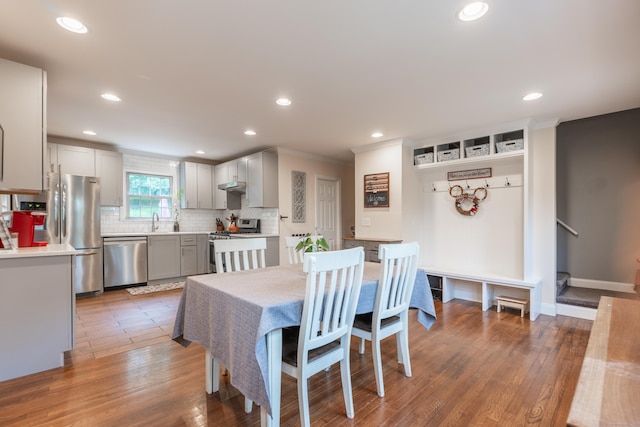 28 Hope Hill Rd, Wallingford, CT 06492 - dining room featuring ornamental molding, recessed lighting, and light wood-style floors