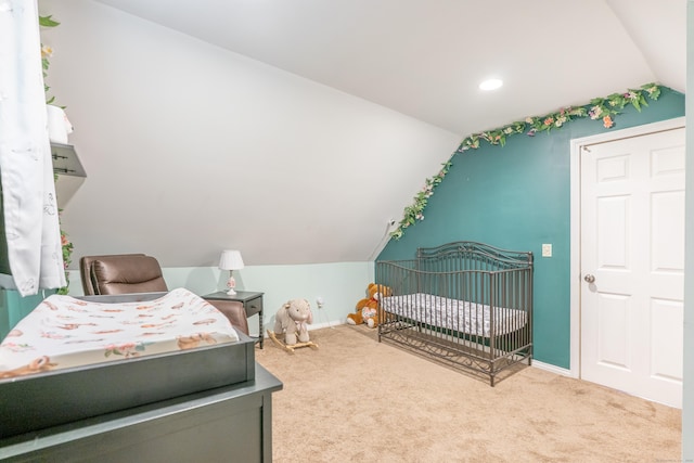 28 Hope Hill Rd, Wallingford, CT 06492 - bedroom with vaulted ceiling, a nursery area, and carpet flooring