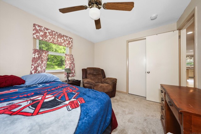 19 Benedict St, Plymouth, CT 06786 - bedroom featuring light colored carpet and ceiling fan