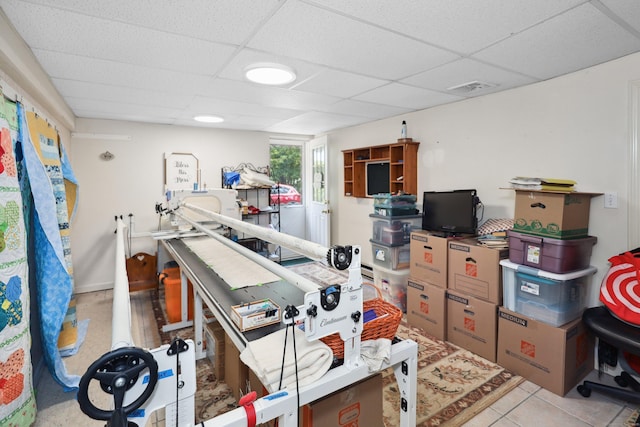 19 Benedict St, Plymouth, CT 06786 - office area with a paneled ceiling and tile patterned flooring
