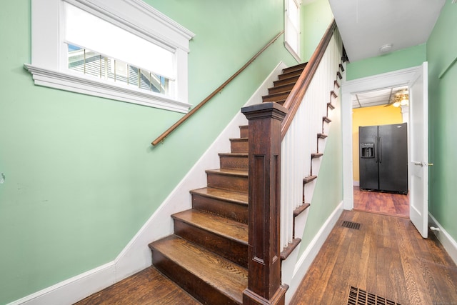 43 Quentin St, Hamden, CT 06517 - stairs featuring hardwood / wood-style flooring and baseboards