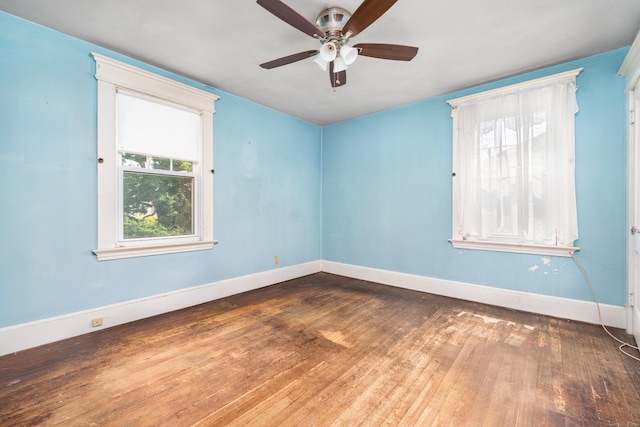 43 Quentin St, Hamden, CT 06517 - spare room with plenty of natural light, wood-type flooring, and a ceiling fan