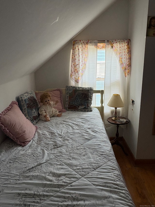 35 Chevvy St, Stratford, CT 06614 - bedroom with lofted ceiling and wood finished floors