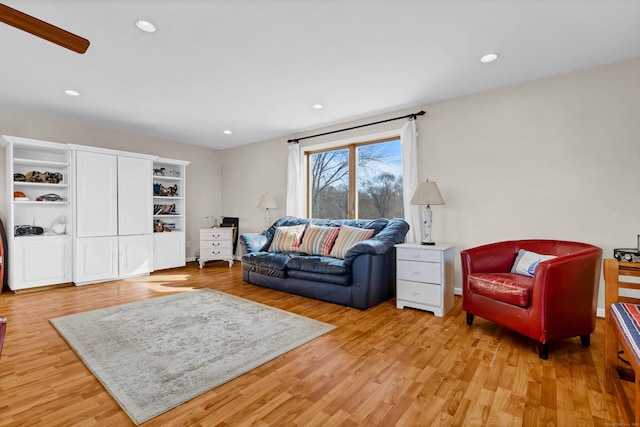 224 Neptune Dr, Groton, CT 06340 - living area featuring light wood-type flooring, recessed lighting, and baseboards