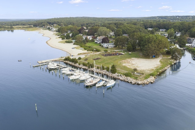 224 Neptune Dr, Groton, CT 06340 - aerial view of a nearby body of water and a heavily wooded area