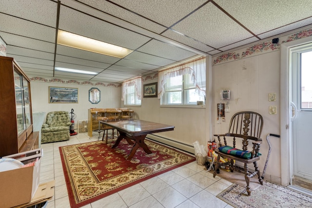 135 Jackson St, Torrington, CT 06790 - tiled dining space with baseboard heating and a paneled ceiling