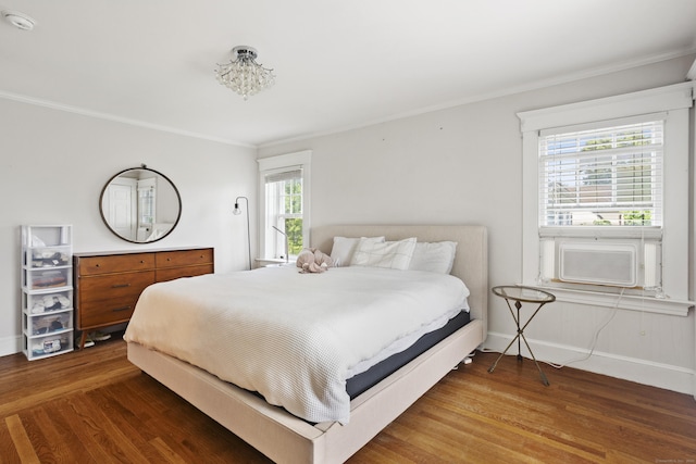 30 Cleveland Rd, New Haven, CT 06515 - bedroom featuring wood finished floors, ornamental molding, and cooling unit