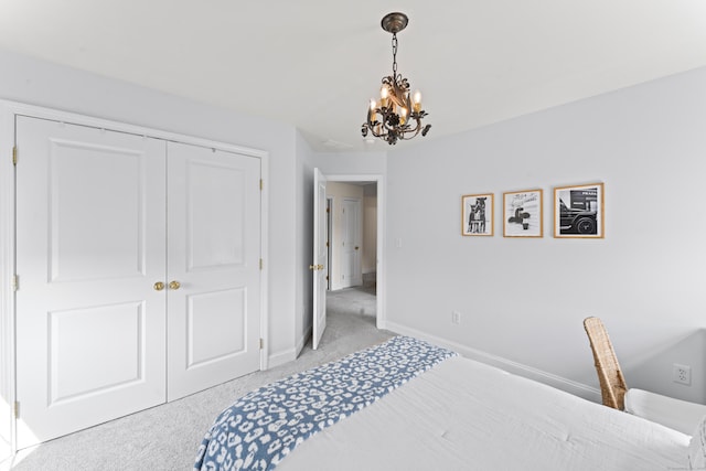 11 Quarry Ridge Rd, Newtown, CT 06482 - bedroom featuring light carpet, a chandelier, and a closet