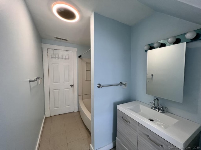 87 Blake St, New Haven, CT 06511 - full bathroom with vanity, tile patterned floors, and shower / washtub combination