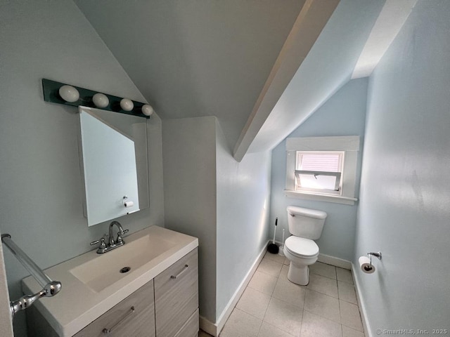 87 Blake St, New Haven, CT 06511 - bathroom with vaulted ceiling, vanity, and tile patterned flooring