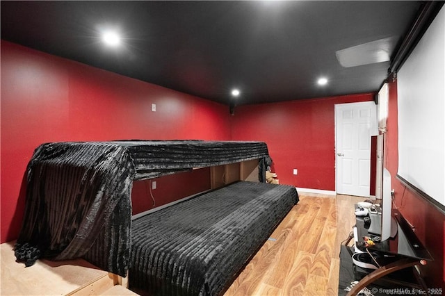 87 Blake St, New Haven, CT 06511 - home theater room with wood finished floors and recessed lighting