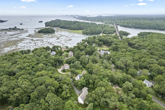 102 Leetes Island Rd, Guilford, CT 06437 - drone / aerial view of a large body of water and a heavily wooded area