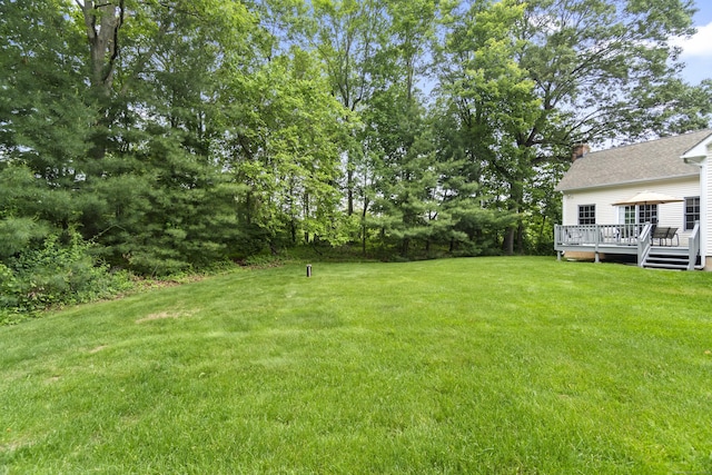 102 Leetes Island Rd, Guilford, CT 06437 - view of grassy yard featuring a deck