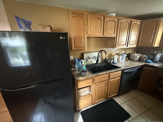 6 Sandra Dr, Bloomfield, CT 06002 - kitchen featuring freestanding refrigerator, a sink, dishwasher, and light tile patterned floors