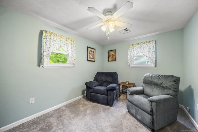 38 Fairfield Rd, Enfield, CT 06082 - sitting room featuring a ceiling fan, carpet flooring, and a baseboard heating unit