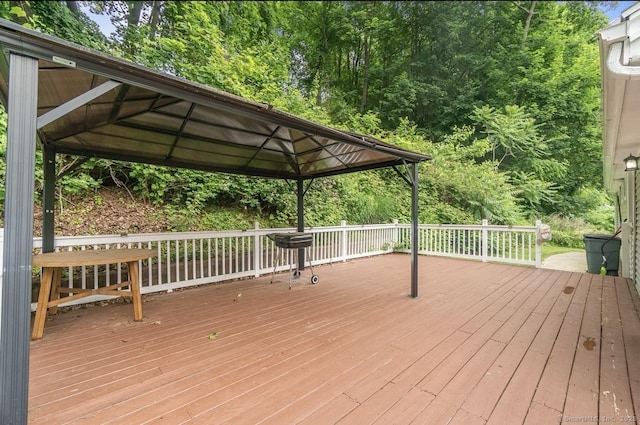 wooden deck with a gazebo