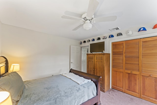 128 Walnut Tree Hill Rd, Newtown, CT 06482 - bedroom featuring light carpet, a closet, and a ceiling fan