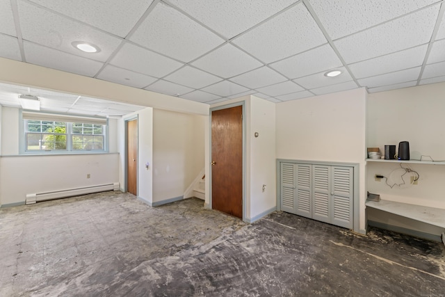 128 Walnut Tree Hill Rd, Newtown, CT 06482 - unfurnished bedroom featuring baseboard heating and a drop ceiling