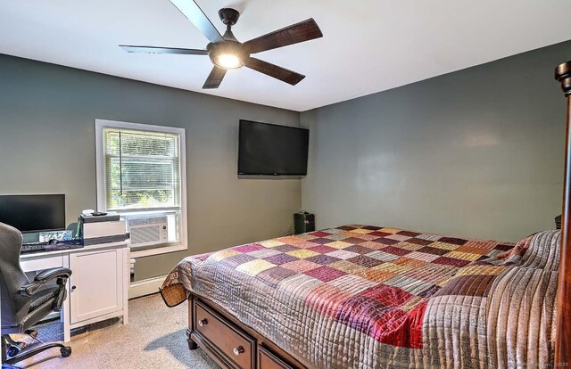 63 Bailey St, Brooklyn, CT 06234 - bedroom with light carpet, an office area, a ceiling fan, and cooling unit