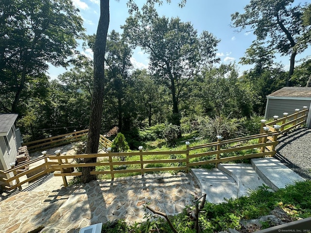 22 Hemlock Trl, Newtown, CT 06482 - view of patio / terrace featuring an outbuilding