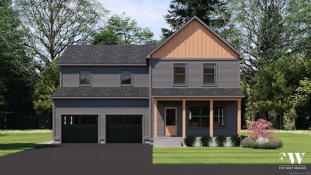 300 Valley Rd, Killingly, CT 06241 - view of front of house featuring an attached garage, board and batten siding, a front yard, and roof with shingles