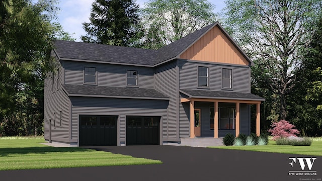 300 Valley Rd, Killingly, CT 06241 - view of front of property featuring a garage, a front yard, a porch, board and batten siding, and driveway