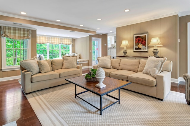 4 The Fenway, Westport, CT 06880 - living room featuring ornamental molding, hardwood / wood-style floors, and recessed lighting