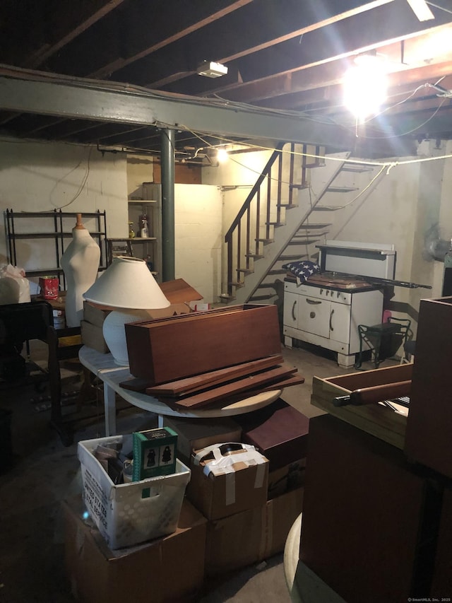 50 Richard Dr, Hamden, CT 06514 - unfinished basement featuring stairway