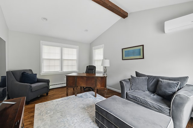 197 Webb Rd, Naugatuck, CT 06770 - office area with a baseboard radiator, wood finished floors, and an AC wall unit