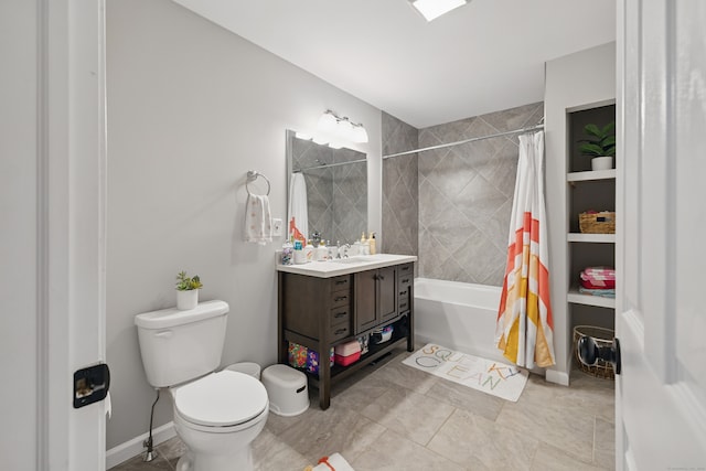 197 Webb Rd, Naugatuck, CT 06770 - bathroom featuring vanity, shower / bath combination with curtain, toilet, and tile patterned flooring