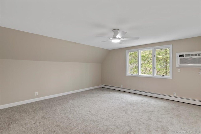 41 Cedarhurst Ln, Milford, CT 06461 - bonus room with a wall mounted AC, a baseboard radiator, carpet, ceiling fan, and vaulted ceiling
