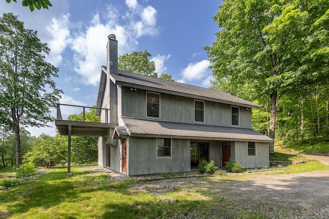178 Carter Rd, Kent, CT 06754 - rear view of property with a chimney and a lawn