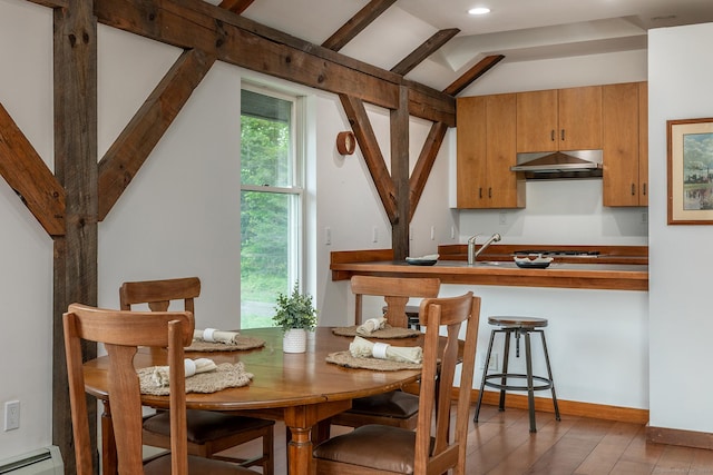 178 Carter Rd, Kent, CT 06754 - dining area featuring a baseboard heating unit and light wood-type flooring