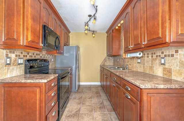 30 Lewis Rd, Bristol, CT 06010 - kitchen with black appliances, light stone counters, backsplash, and a textured ceiling