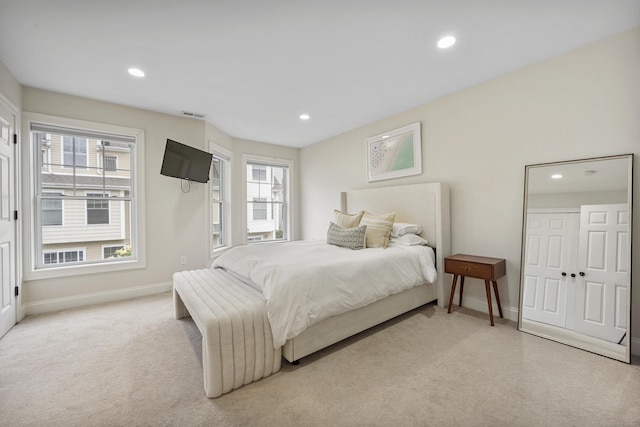 85 Camp Ave Apt 11J, Stamford, CT 06907 - bedroom with carpet floors, multiple windows, and recessed lighting