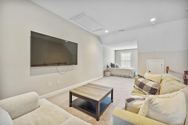 85 Camp Ave Apt 11J, Stamford, CT 06907 - living area with attic access, carpet, and recessed lighting