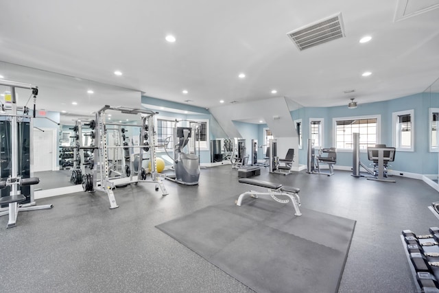 85 Camp Ave Apt 11J, Stamford, CT 06907 - exercise room featuring recessed lighting and baseboards