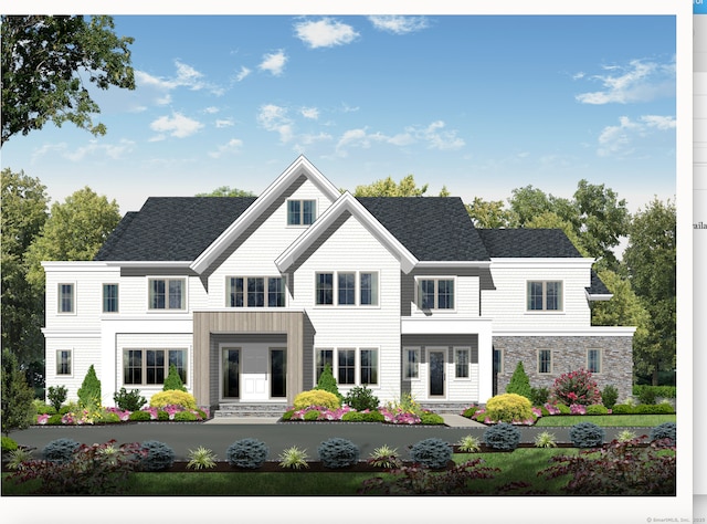 7 Roshab Ln, Westport, CT 06880 - view of front of house featuring stone siding