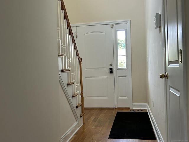756 Hart St, Bridgeport, CT 06606 - entrance foyer featuring stairs and dark wood-style flooring