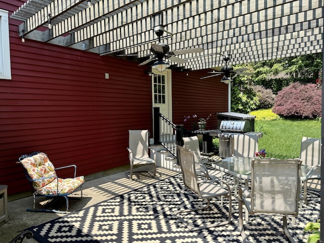 81 Jan Rd, Bristol, CT 06010 - view of patio / terrace with a pergola, entry steps, ceiling fan, and outdoor dining space