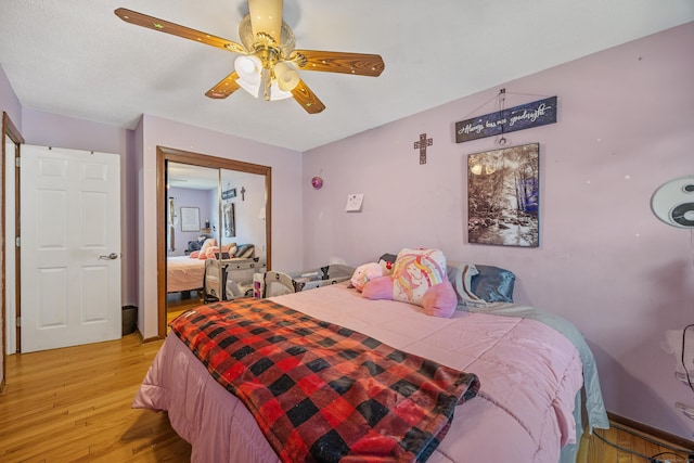 30 S Dale St, East Haven, CT 06513 - bedroom featuring light wood-style floors, a closet, and ceiling fan